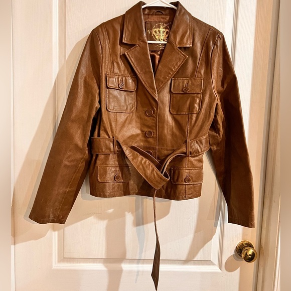 Rustic Brown Faux Leather Jacket - Picture 1 of 5